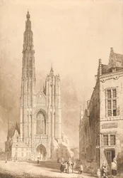 Utsikt over katedralen i Antwerpen