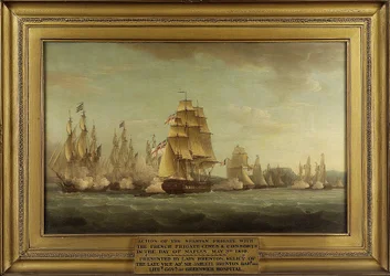 HMS#39; Spartan og de franske fregattene: starten på kampene, 3. mai 1810, Napolibukten (Italia). Olje på lerret.