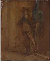 En soldat med et flagg
