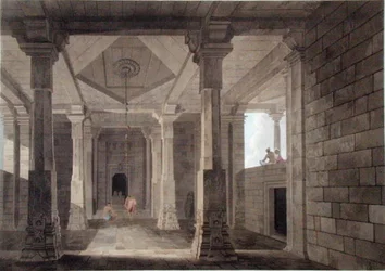 En del av interiøret til et hindutempel i Deo, i Bahar, plate VI fra 