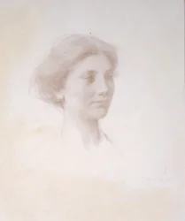 Head of a Girl, ca. 1909 (sølvspiss på hvitt forberedt mattbrett)