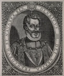 Portrett av HENRI IV av Frankrike og Navarre (1553-1610) gravering av Tomas de Leu (1500-tallet)