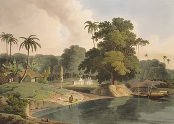 Nær Bandel ved elven Hooghly, tavle VIII fra del 6 av «Oriental Scenery», utgitt 1804