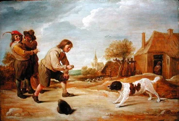 A Game of Catch (olje på panel)