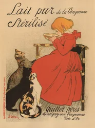 Plakat for ren sterilisert melk fra Vingeanne, 1890-årene