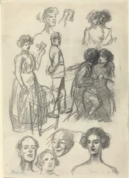 Skisser for "Lovers on a Bench"