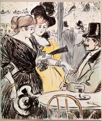 Kafekonserten. (Tegning, slutten av 1800-tallet)