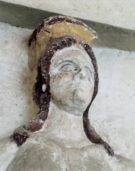 Trakisk grav til Sveshtari, detalj av en statue av kvinne i Atlas, 3. århundre f.Kr. (steinskulptur)