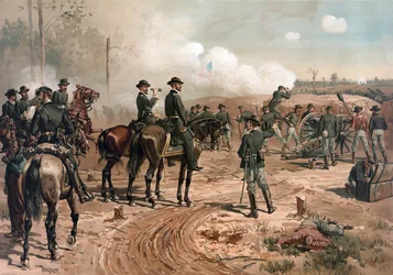 Amerikansk borgerkrig: General Sherman under beleiringen av Atlanta i 1864 (litografi)
