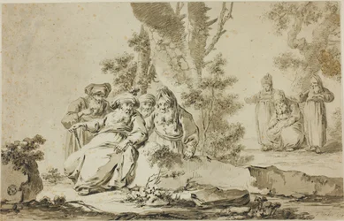 Figurer i orientalsk drakt i et landskap