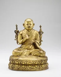 Shalu Lama Rinchen Khyenrab Chokdrub Palzangpo, ca. 1600 (forgylt kobberlegering, med spor av pigmenter)