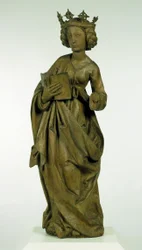 Kvinnehelgen, ca. 1490-1495 (lindetre med spor av maling)