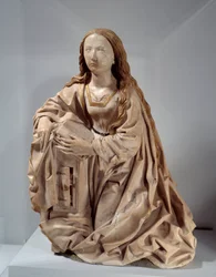 Bebudelsens jomfru. Marmorskulptur med polykromi av Tilman Riemenschneider (1460-1531), sent på 1400-tallet. Paris, Musée du Louvre