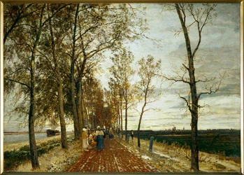 Allee bei Amsterdam - vei med trær nær Amsterdam (olje på lerret)