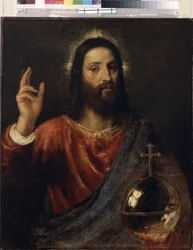 Salvator Mundi (verdens frelser), ca. 1570 (olje på lerret)