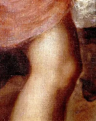 The Death of Actaeon, detalj av Dianas kne, ca. 1565 (olje på lerret) (detalj av 28850)