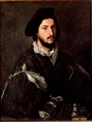 Portrett av Vincenzo Mosti maleri av Tiziano Vecellio kalt Titian (ca.1490-1576)