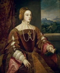 Portrett av keiserinne Isabella av Portugal (1503-1539). Maleri av Tiziano Vecellio, kalt Tizian (1485-1576), 1548. 1,17 x 0,98 m, Madrid, Museo del Prado