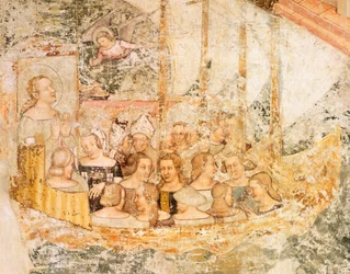 Seiler mot Roma, detalj fra Stories of St Ursula, av Tommaso da Modena (1326-1379), fresco, detalj, Santa Caterina-kirken, Treviso
