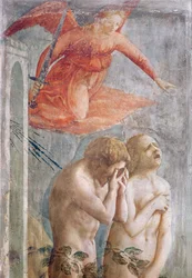 Detalj av Adam og Eva forvist fra paradiset, ca. 1427 (freske) (detalj av 30029)