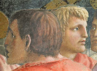 Hyllestpenger Skatteoppkreveren og en apostel - detalj av 31642 c.1427 fresco