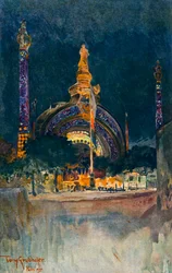 Belysning av hovedinngangen til utstillingen i Paris, 1900.