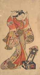 Portrett av Yaoya Oshichi i Play Fuji nr ..., ca. 1730-4