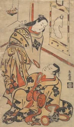 Kabuki-skuespillerne Nakamura Gentaro og Ikushima Shingoro, ca. 1710., ca. 1710.