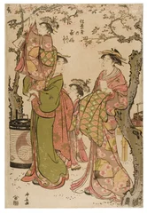 Kurtisaner ser på kirsebærblomster. Utahime fra Matsubaya-bordellet