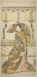 Skuespilleren Segawa Kikunojo II som Matsukaze i stykket «Kisoeuta Sakae Komachi», oppført på Ichimura-teatret i den ellevte måneden i 1762.