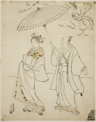 Skuespillerne Ichikawa Komazo I (V) og Nakamura Matsue I (H)