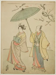 Skuespillerne Ichikawa Komazo I (V) og Nakamura Matsue I (H)