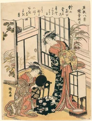 Et speil på et stativ som foreslår høstmånen (Kyodai no shugetsu), fra serien "Eight Scenes of the Parlor (Zashiki hakkei)"