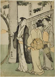 Et besøk til en helligdom, fra serien "Twelve Scenes of Popular Customs (Fuzoku juni tsui)"