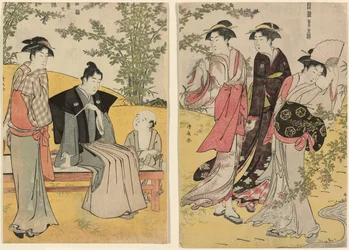 En utflukt på Hagidera, fra serien "A Brocade of Eastern Manners (Fuzoku Azuma no nishiki)"