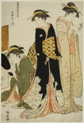 Entertainers of the Tachibana, fra serien "A Collection of Contemporary Beauties of the Pleasure Quarters (Tosei yuri bijin awase)"