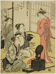 Frisørrom (Kamibeya), fra serien "Ten Kinds of Incense in the Pleasure Quarters (Seiro jisshu ko)"