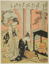 Night Rain of the Tea Stand, fra serien "Eight Scenes of the Parlor (Zashiki hakkei)"