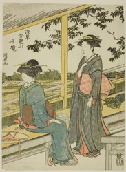 Tehus med utsikt over rismarker, fra serien "Ten Precincts of Kinryuzan Temple in Asakusa (Asakusa Kinruzan jikkei)"