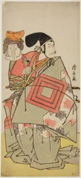 Skuespilleren Ichikawa Danjuro V som Minamoto no Yoshiie, i stykket "Date Nishiki Tsui no Yumitori," fremført på Morita Theatre i den ellevte måneden, 1778 (?)