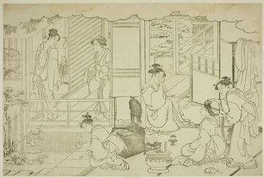 Det første badet i det nye året (Yudono hajime), fra den illustrerte boken "Colors of the Triple Dawn (Saishiki mitsu no asa)"