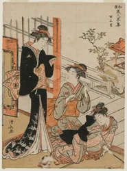 Tre kvinner fra serien A Brief Collection of Japanese Beauties, 1781.
