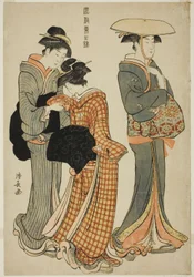 Two Women and a Maid, fra serien "A Brocade of Eastern Manners (Fuzoku Azuma no nishiki)"