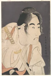 Bandō Mitsugorō II som Ishii Genzō i skuespillet quot;Hana-ayame Bunroku Sogaquot;, ca. 1794 (farget treblokktrykk)