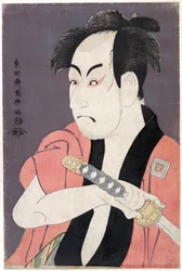 Ichikawa Omezo I i rollen som Yakko Ippei fra stykket Koinyobo Somewake Tazuna, av Tōshūsai Sharaku, aktiv 1794-1795