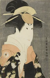 Skuespilleren Segawa Tomisaburo II som Yadorigi, kone til Ogishi Kurando, 1794