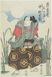Skuespilleren Nakamura Shikan som bambuskutteren i stykket Getsu-setsu-ka Tori?? no seki, ca. 1826-35 (farget treblokktrykk)