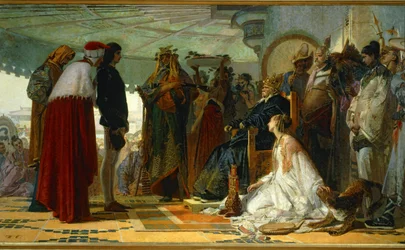 Marco Polo foran tartarenes storkhan … (maleri på lerret)