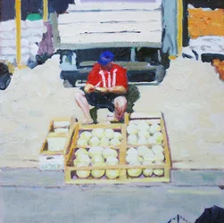 Mann som selger meloner (San Juan, Argentina), 2014 (olje på plate)