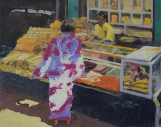 Markedsbod (Mumbai), 2016 (olje på lerret)